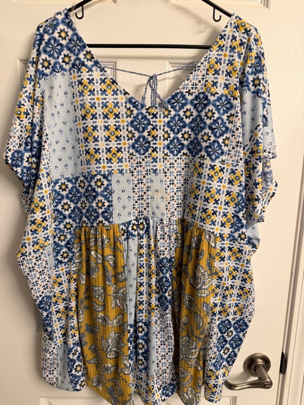 Cato Blue and Yellow Patchwork Tunic